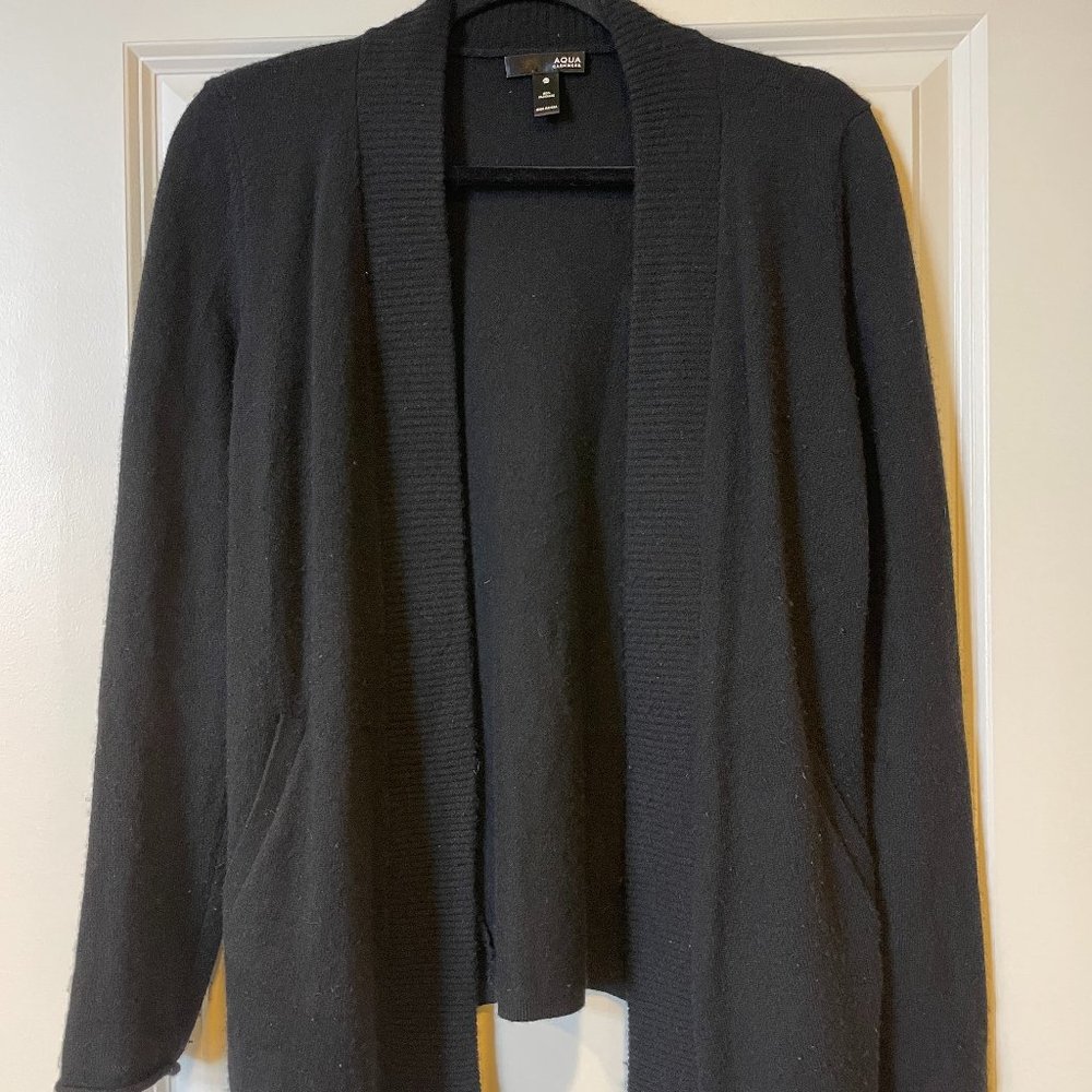Aqua XS Black Cashmere Cardigan with Pockets